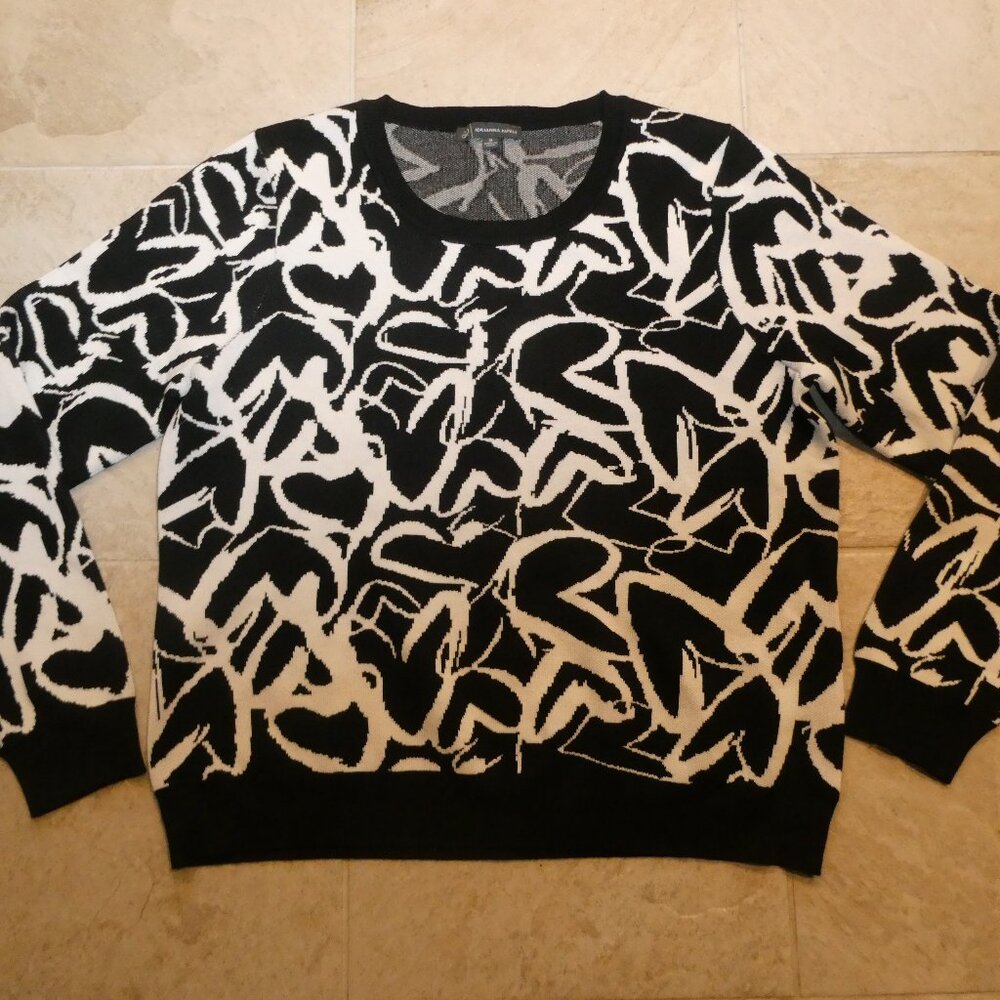 Adrianna Papell women's black/white print long-sleeved dressy sweater Sz M